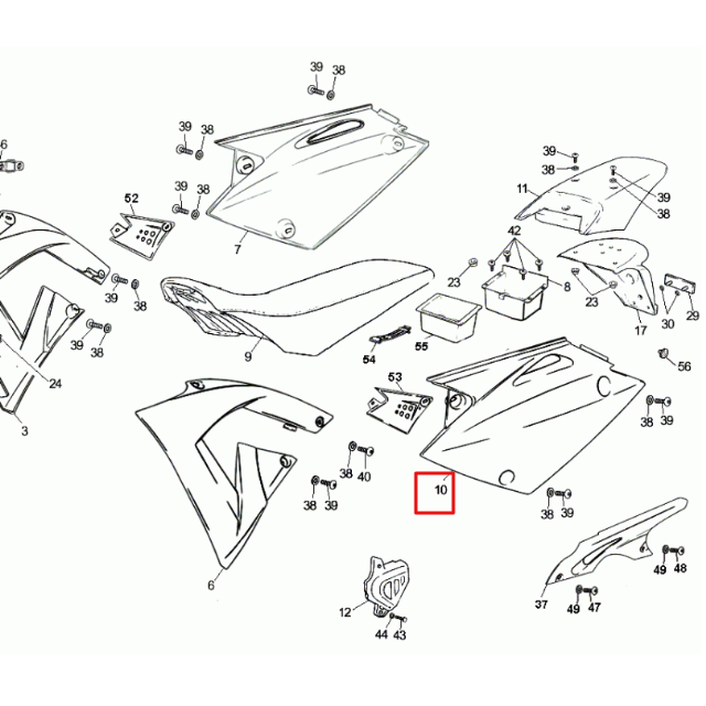 Tapa lateral izquierda Rieju 50 SMX Azul