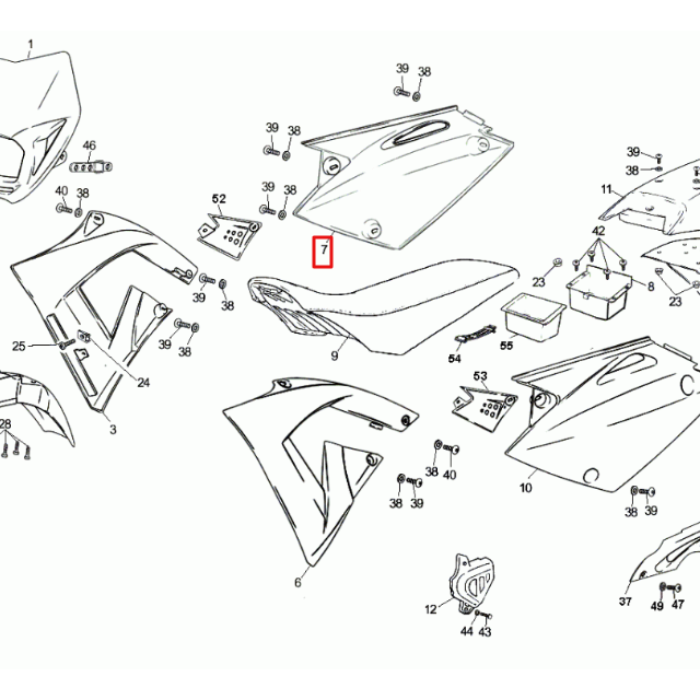 Tapa lateral derecha Rieju 50 SMX Azul