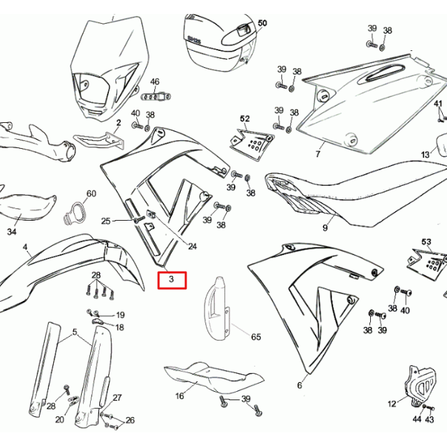 Tapa radiador derecha Rieju 50 MRX / Amarillo