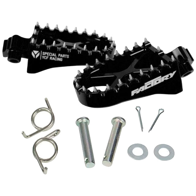 Estriberas aluminio CNC Pitbike YCF Factory - Negro