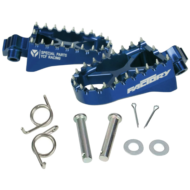 Estriberas aluminio CNC Pitbike YCF Factory - Azul