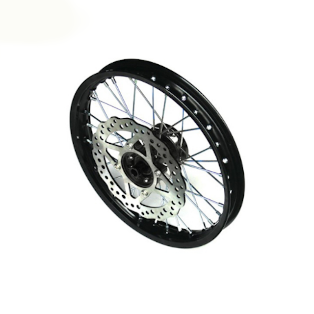 Llanta delantera aluminio completa 1.4x14" buje CNC Pitbike YCF - Negro/negro