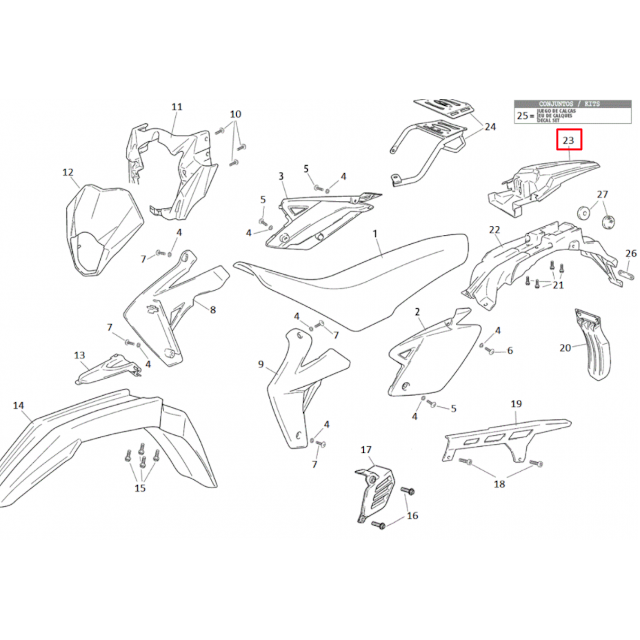 Guardabarros trasero Rieju Marathon 125 Rojo