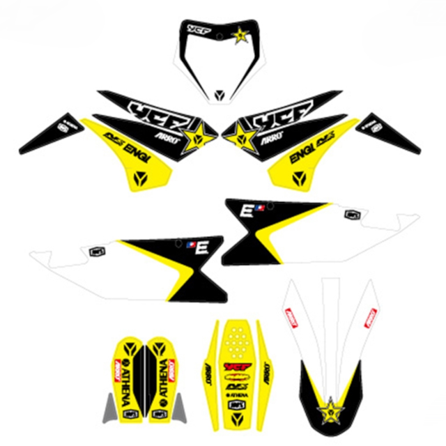 Kit de adhesivos racing YCF bigy 2022 Amarillo/Negro
