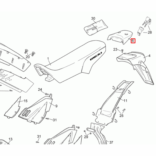 [0/000.570.8017] Plástico superior colín Rieju Tango 50-125 Negro