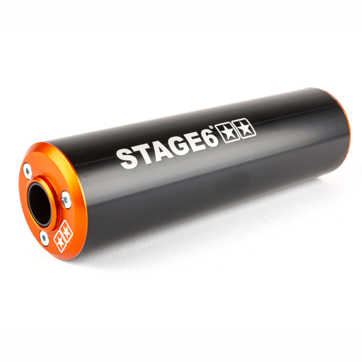 [S6-96ET031/BO] Silenciador Stage6 50 - 80cc lado derecho naranja/negro