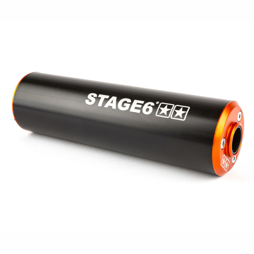 [S6-96ET030/BO] Silenciador Stage6 50-80cc lado izquierdo - Naranja/Negro