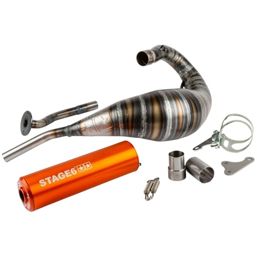 [S6-9518805/OR] Escape Stage6 80 - 90cc por arriba HM-Moto / Vent / Beta RR- Silenciador Naranja