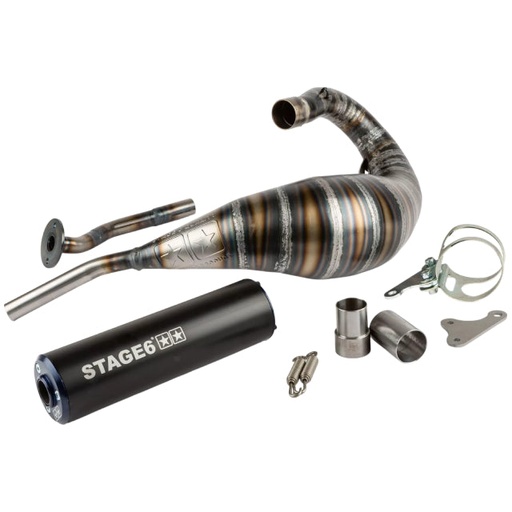 [S6-9518805/BL] Escape Stage6 80 - 90cc por arriba HM-Moto / Vent / Beta RR - Silenciador Azul / Negro