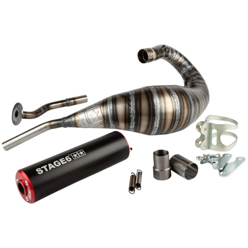 [S6-9518805/RE] Escape Stage6 80 - 90cc por arriba HM-Moto / Vent / Beta RR- Silenciador Rojo / Negro