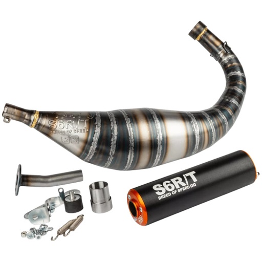 [S6-96188851/BO] Escape Minarelli AM6 Stage6 R/T 80 - 90cc - Silenciador Naranja / Negro