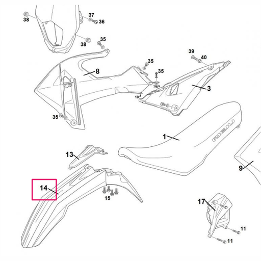 [0/R00.050.5054] Guardabarros delantero Rieju 50 MRT 2022 - Rojo