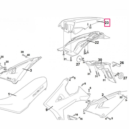 [0/R00.060.5050] Guardabarros trasero Rieju 125 MRT 2021 - Blanco