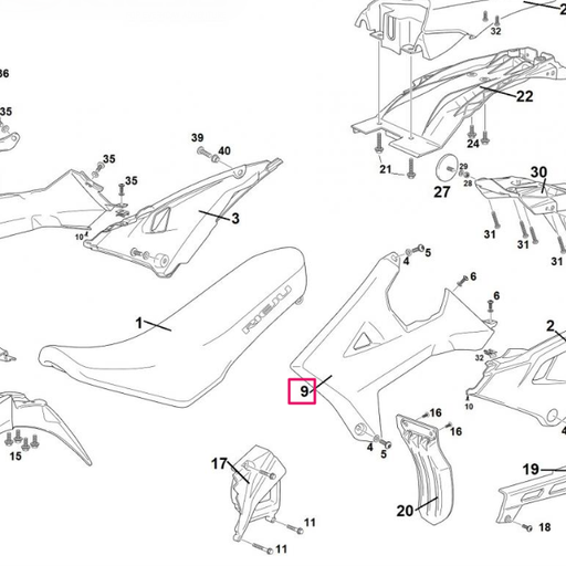 [0/R00.570.5311] Tapa de radiador izquierda Rieju 50 MRT Pro Trophy 2022 - Blanco