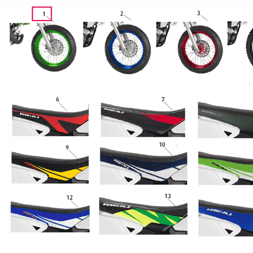 [0/000.110.5450] Rueda delantera 17" completa sin neumático Rieju 50 MRT / 125 Marathon - Verde