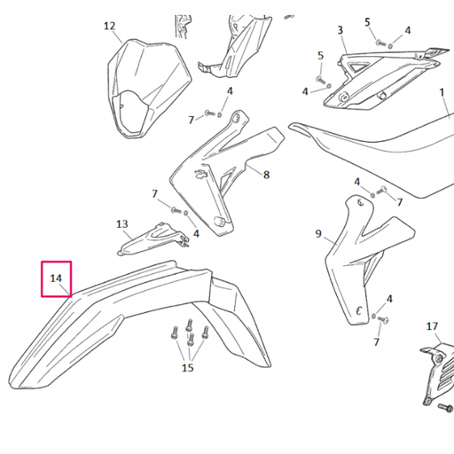 [0/000.050.5194] Guardabarros delantero Rieju MRT 50 / Marathon 125 - Blanco