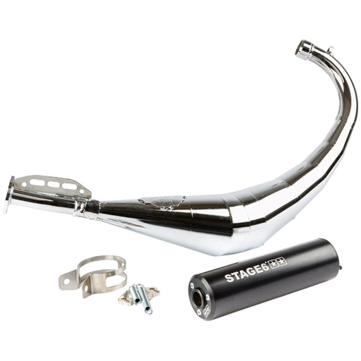 [S6-9118904/BK] Escape Stage6 Streetrace Cromado Derbi / Minarelli AM6 - Silenciador Negro