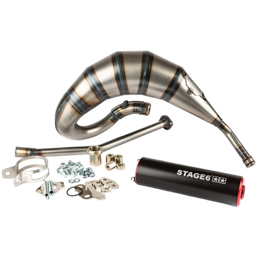 [S6-9119310/RE] Escape Stage6 Streetrace 70cc por arriba Derbi - Silenciador Negro/Rojo