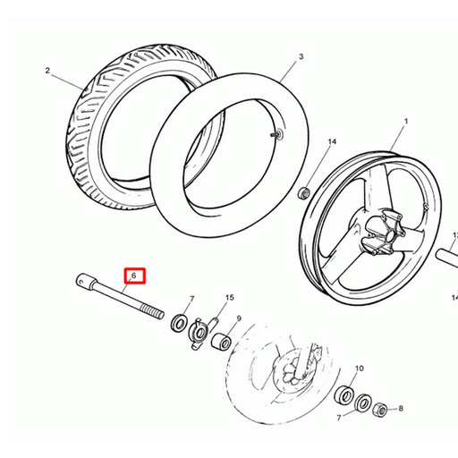 [0/000.190.0431] Eje rueda delantera Rieju RS1 50cc