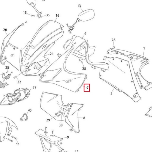 [0/000.570.7089] Carenado izquierdo faro Rieju 50-125 RS3 - Blanco