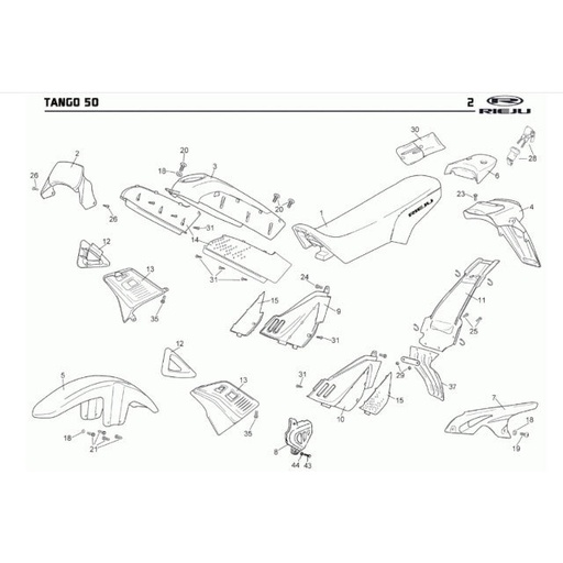 [0/000.570.8042] Tapa trasera izquierda Rieju Tango 50cc - Verde