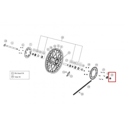 [0/000.340.9104] Tuerca eje rueda trasera Rieju EC 15-200-250-300