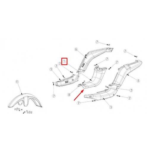 [0/000.570.2035] Tapa central Rieju Bye Bike 45 km/h 17-19