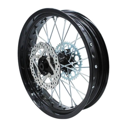 [YC110-1101-70-BK] Llanta trasera aluminio completa 3.50x17" buje fundición Pitbike YCF - Negra