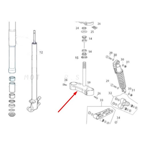 [0/000.660.5004] Tija superior R16V Rieju MRT 50 / Marathon 125