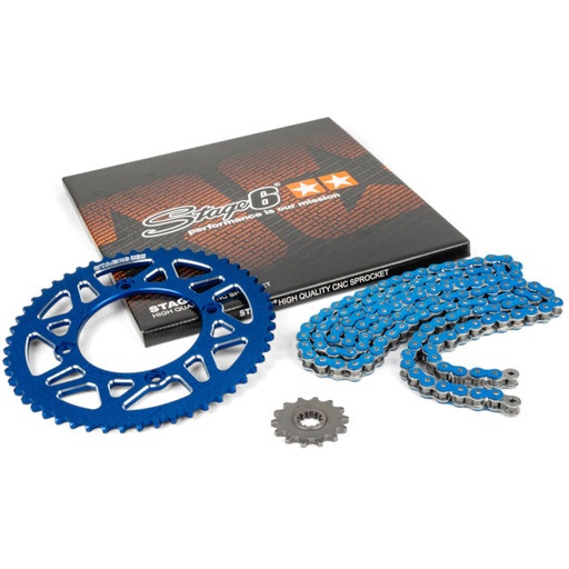[S6-2118813/BL] Kit cadena y corona aluminio CNC 13x53 420 Beta RR 50 Stage6 - Azul 