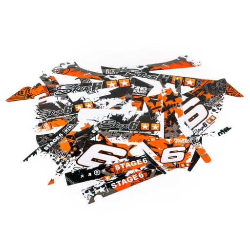 [S6-058802/WH] Kit adhesivos Rieju MRT 50 09-22 Stage6 - Naranja/Blanco
