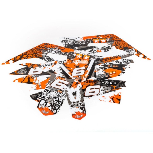 [S6-059201/WH] Kit adhesivos Derbi Senda X-Treme >2018 Stage6 - Naranja/Blanco