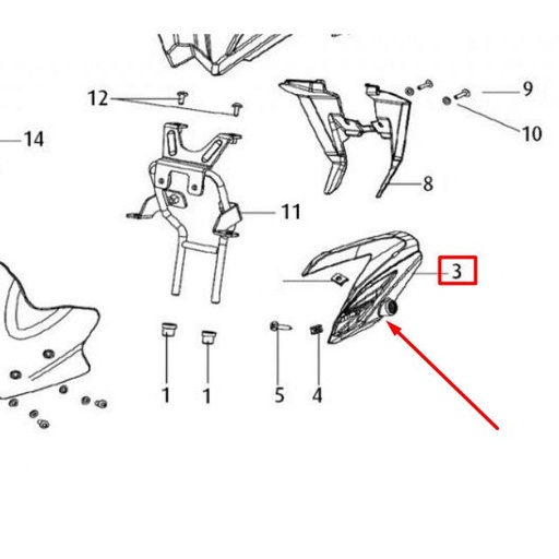 [0/000.620.4203] Tapa portafaro izquierda Rieju Strada 125 - Blanca