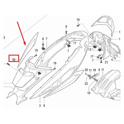 [0/000.570.3235] Toma de aire lateral trasera derecha Rieju RS Sport / Blast Urban - negra