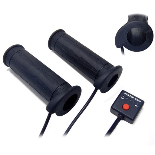 [AM10700E] Puños calefactables 7/8" + 1" con interruptor externo largo 130mm Koso - negro