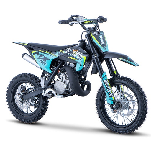 [AP100PB50.MX.1412.YE] Pitbike infantil Minicross 50cc MX 2T AC llanta 14/12 AllPro - Azul