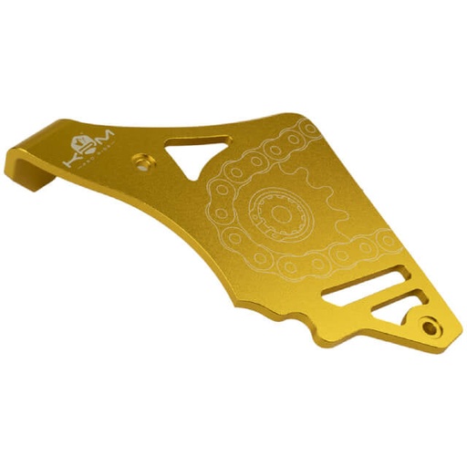 [KR801F] Tapa cubre piñón con tirante Minarelli AM6 aluminio KRM - oro