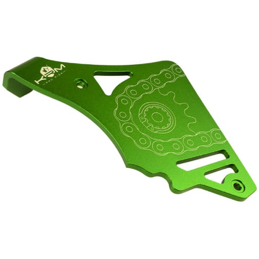[KR802F] Tapa cubre piñón con tirante Minarelli AM6 aluminio KRM - verde