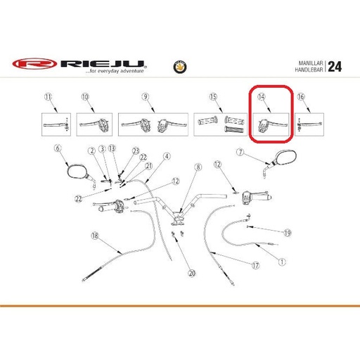 [0/000.720.2001] Conjunto mando derecha Rieju Bye Bike 45 km/h 17-19