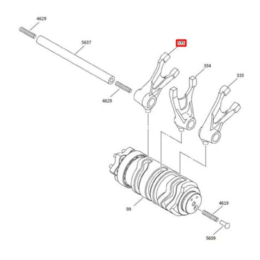 [0/229.000.0014] Horquilla selectora de cambio 3ª Rieju MR / Marathon 125