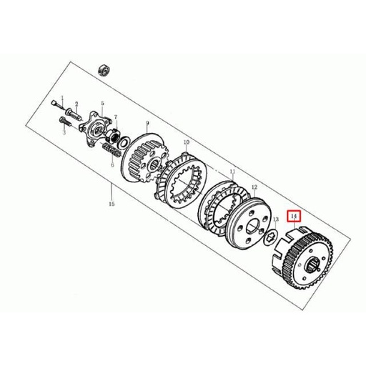 [0/227.004.0014] Campana de embrague Rieju Marathon AC 12-17 / Tango 125 10-17