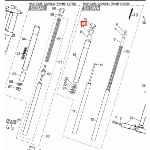 [0/000.490.5000] Junta tórica horquilla Showa Rieju MRX/SMX 50 / RS2/3 50-125