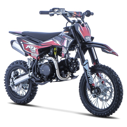 [AP100PB50.MX125ZS.RE] Pitbike infantil Cross MX 125 ZS 4T Zongshen semi-automática 14/12 AllPro Rojo