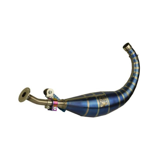 [KR760F-738] Bufanda de escape titanio azul KRM Minarelli AM6 100-115cc