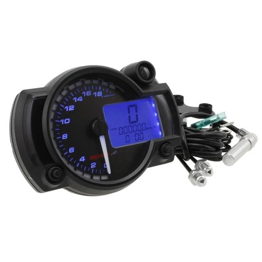 [BA015B25] KOSO RX2N PLUS, 0-20.000 rpm, SPEED / RPM / FUEL / TRIP / TIME / TEMP, Display negro - iluminado azul