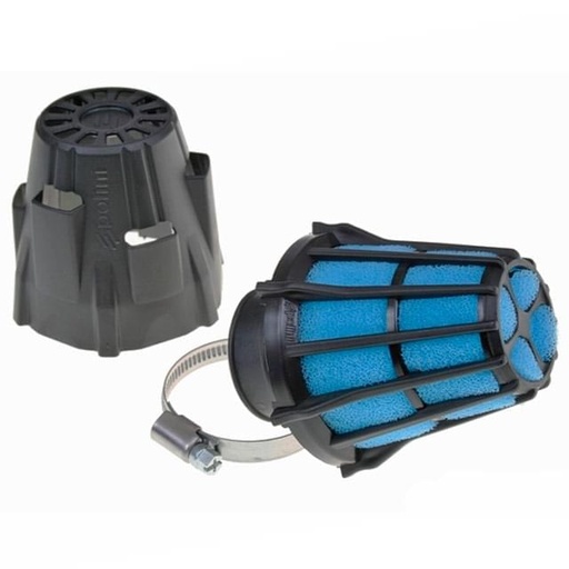 [203.0090] Filtro de potencia Polini, carcasa de plástico, corto/grande, curvado 30°, d=32mm