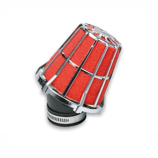 [0411299.K0] Filtro de aire rojo/cromado 28mm curvado 30° Malossi