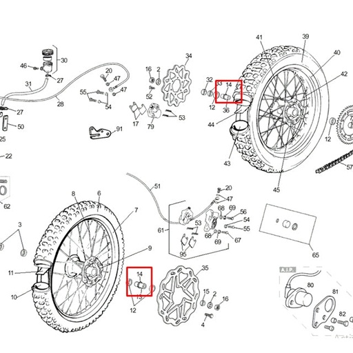 [0/000.360.5410] Centrador separador tren delantero y trasero Rieju MRX / SMX 50/125