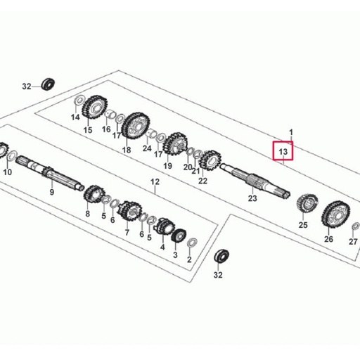 [0/250.010.0013] Arbol de transmisión secundario completo Rieju Tango 250cc 4T