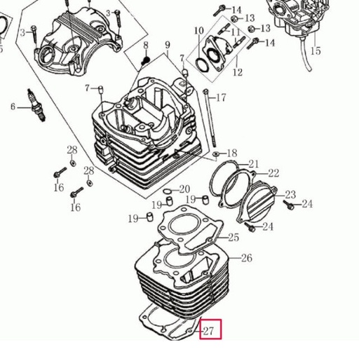 [0/227.001.0027] Junta cilindro Rieju Tango 2010 / Marathon 125 2010/2017 euro 4
